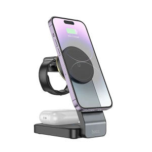 Cargador Inalámbrico 3 en 1 Hoco Cq3 15w Negro