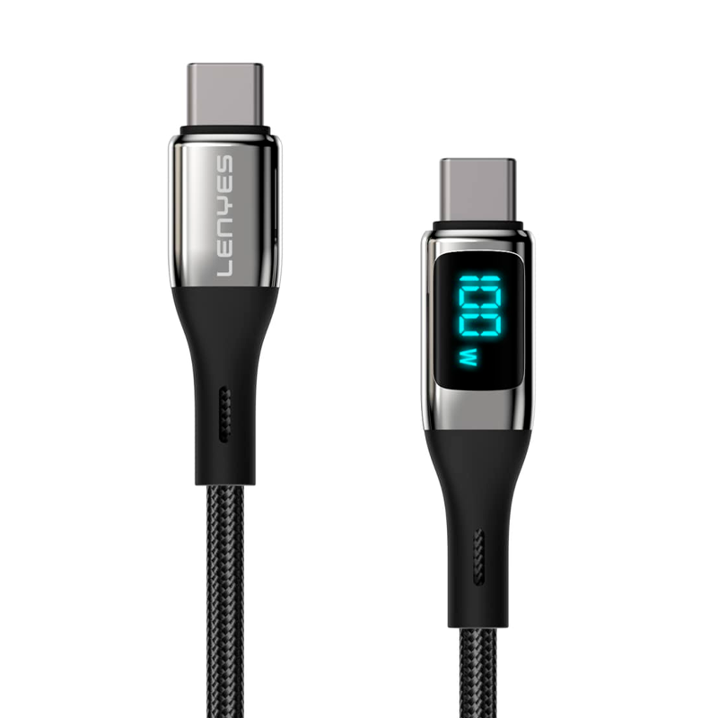 Cable Tipo C a Tipo C Lenyes Lc517 100w Pantalla 1.1 Metro Negro - Imagen 2