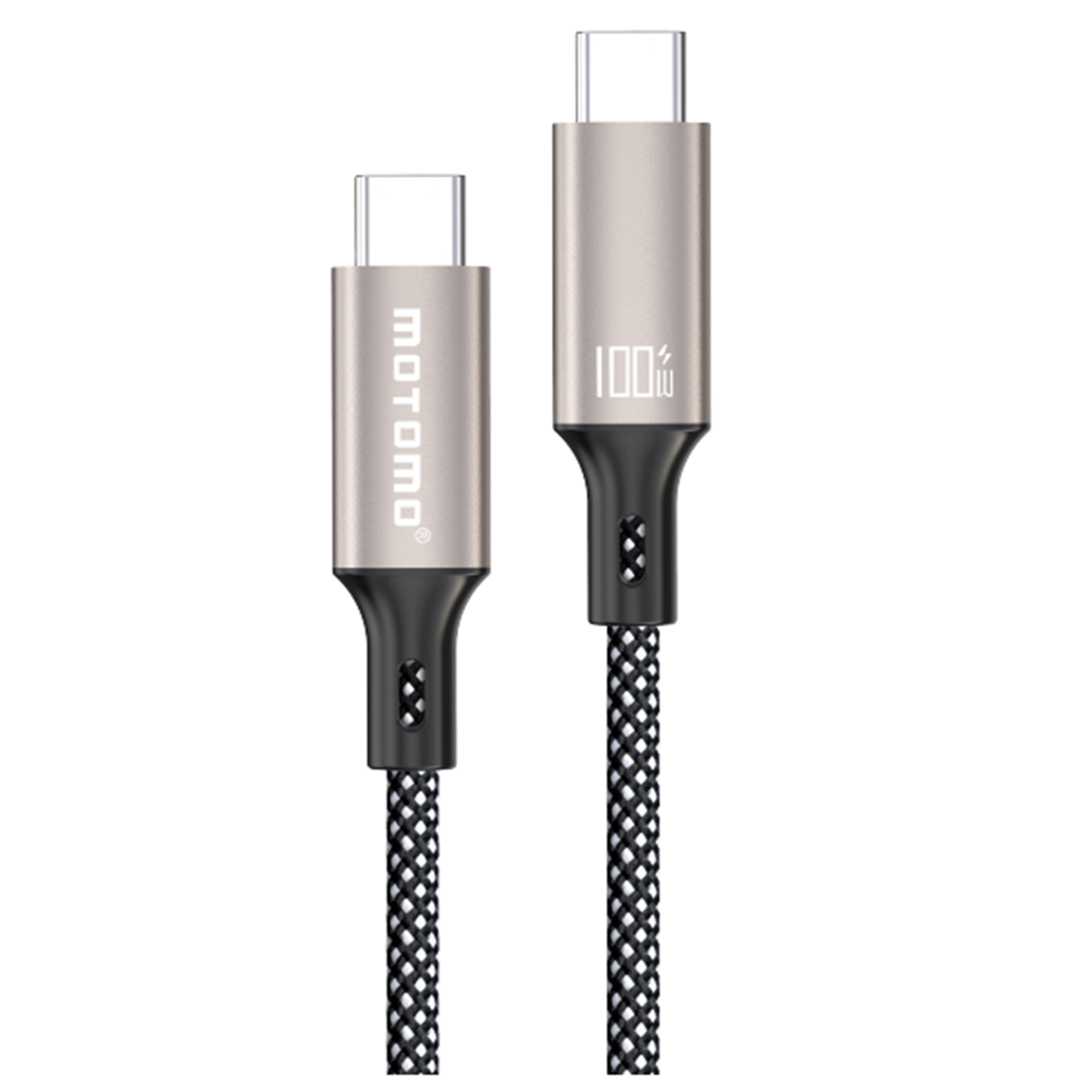 Cable Tipo C a Tipo C 100w Motomo Trenzado 1 Metro Gris - Imagen 2