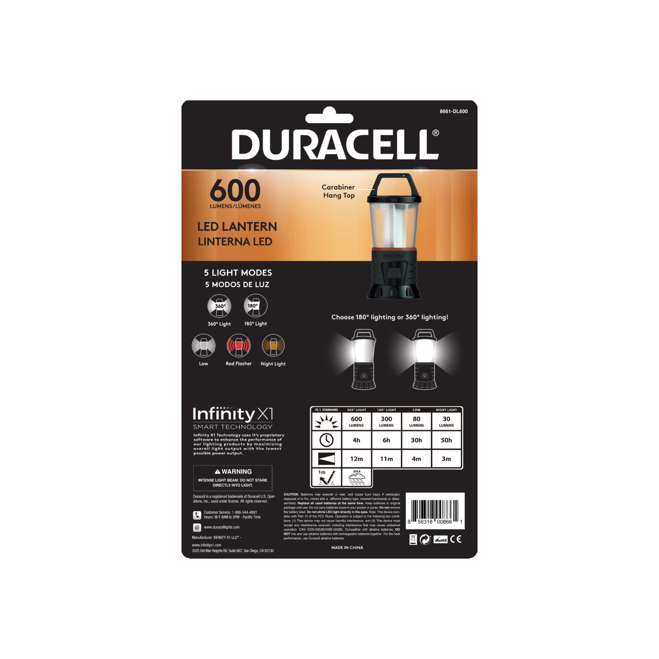 Linterna Foco Farol Duracell 600 Lumenes Negro - Imagen 4