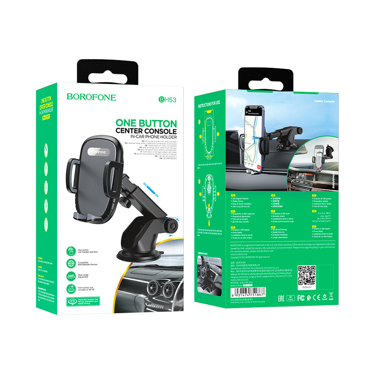 Soporte De Auto Tablero Parabrisas Borofone Bh53 Negro - Imagen 4