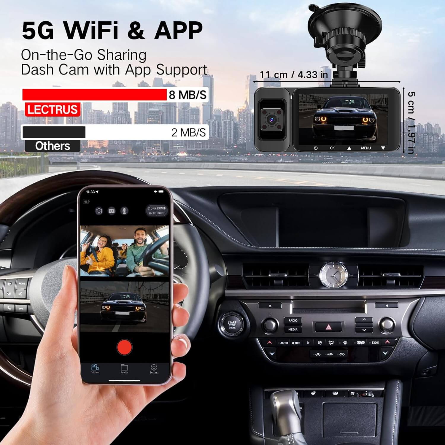 Cámara De Vehiculo 4K WiFi 5G Visión Nocturna Sensor G - Imagen 4