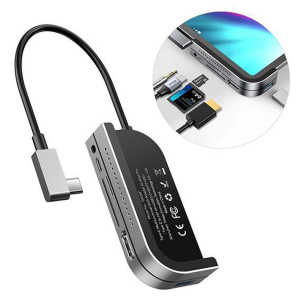 Adaptador Hub Tipo C Ipad Pro 6 en 1 Hdmi 4k Work Station Baseus Negro