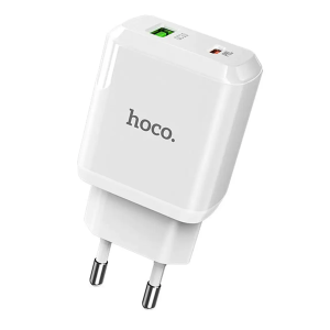 Cargador Carga Rapida Hoco N5 20w Dual Tipo C Usb Blanco