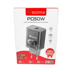 Cargador Carga Rapida Solma 50w Sl-x50 + Cable Tipo C Negro